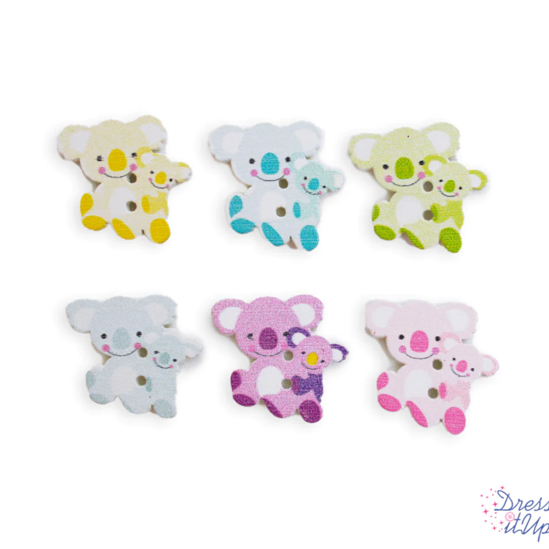 Dress It Up Creative Button Collection, Baby Koala Wood Buttons